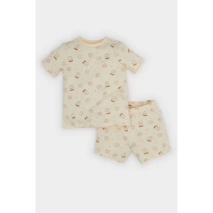 Erkek Bebek Pijama Takımı Desenli Kısa Kollu Penye Üst Beli Lastikli Şort E1187A525HS