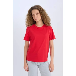 Regular Fit Bisiklet Yaka Basic Düz Kısa Kollu Kırmızı Tişört D9592AX25SM