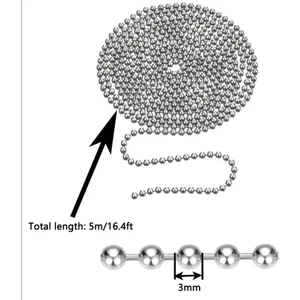 Yiğit Aksesuar 5 Metre 3 mm Gümüş Renk Metal Toplu Metrelik Zincir Takı Malzemesi Bilye