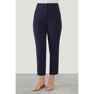 Lacivert Çift Pliseli Kumaş Havuç Pantolon