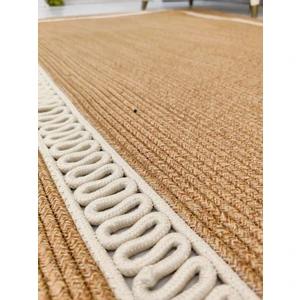 Jüt Hasır Görünümlü Desenli Modern El Örgüsü Dikdörtgen Halı Kilim