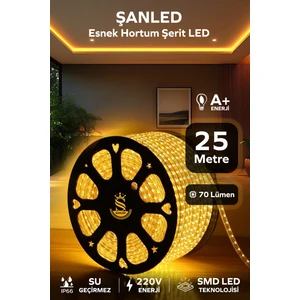 Şanled Hortum Esnek Şerit LED  Amber Rengi + 220V FIŞ/1,2,3,4,5,10,15,20,25,50,100 Metre