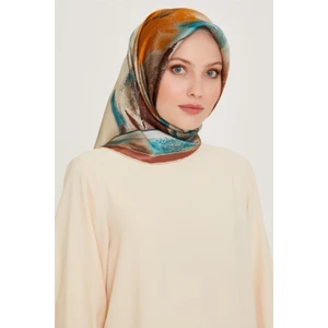 Soyut Desenli Twill Saf İpek Eşarp 9240D 34