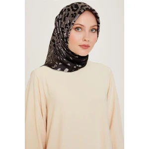 Leopar Desenli Sura Saf İpek Eşarp 9249D 02 38