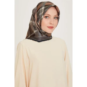 Geometrik Desenli Twill Saf İpek Eşarp 9223D 32