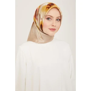 Koyu Taş Çiçek Desen Sura İpek Eşarp 9105 - 33