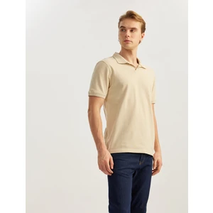 Pamuklu Pike Kumaş Kısa Kollu Regular Fit V Yaka Polo Tişört
