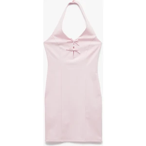 Fiyonk Detaylı Kolsuz V Yaka Mini Elbise