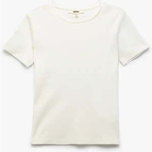 Pamuklu Kısa Kollu Bisiklet Yaka Basic Tişört