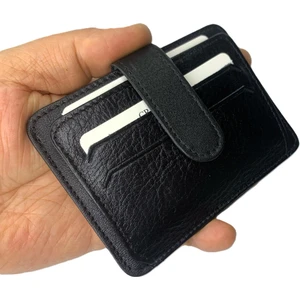 Self Leather Kapaklı Hakiki Deri Kartlık Siyah