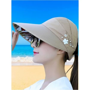 Kadın Çiçek Desenli Yazlık Vizör Şapka