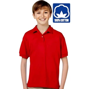 Erkek Çocuk %100 Pamuklu Polo Yaka T-Shirt Günlük ve Okul Uniforma Okul T-Shirt