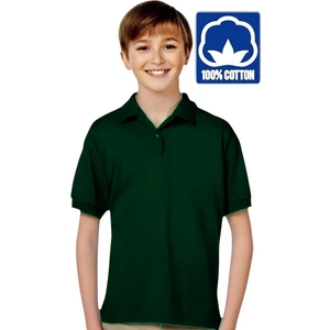 Erkek Çocuk %100 Pamuklu Polo Yaka T-Shirt Günlük ve Okul Uniforma Okul T-Shirt