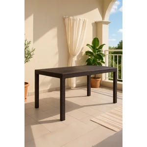 Rattan 90X150 Camsız Kahve Masa - Bahçe&balkon&teras