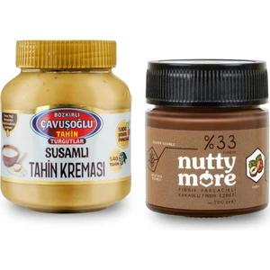 Çavuşoğlu Susamlı Tahin Kreması 330 gr & Nutty More %33 Fındık Parçacıklı Kakaolu Fındık Ezmesi 200 gr
