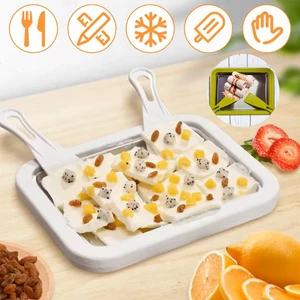 Ev Tipi Spatulalı Kore Tarzı Rulo Dondurma Tavası Yoğurt Dondurma Bowl Tabağı Dondurma Yapma Aparat
