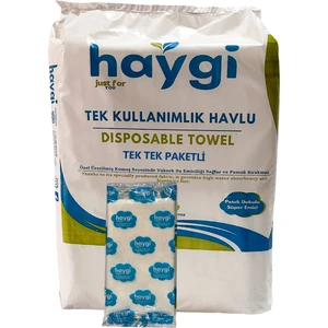 Haygi Tek Tek Paketli Havlu Tek Kullanımlık Berber Havlusu –  Her Kullanımda Tertemiz  100 Adet 40X80