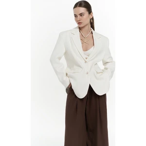 Symi Geniş Kesim Basic Ekru Blazer