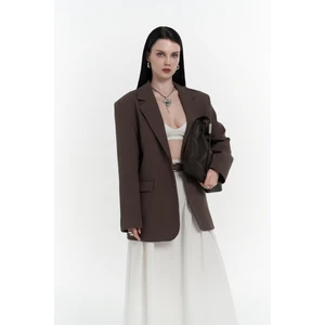 Symi Geniş Kesim Basic Blazer - Kahve