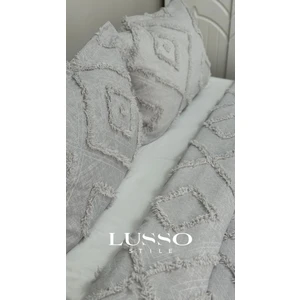 Lusso Stile Iskandinav Çift Kişilik Yatak Örtüsü Gümüş Gri 250 x 260 cm  ve 2 Adet Yastık Kılıfı