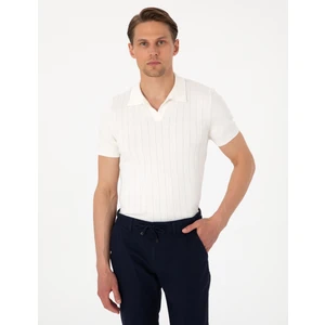 Pierre Cardin Erkek Ekru Slim Fit %100 Pamuk Polo Yaka Triko Tişört 50307334-VR019