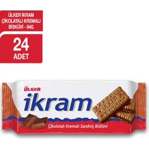 İkram Kakaolu Sandviç Bisküvi 84 gr x 24 Adet Çikolatalı Krema Lezzeti