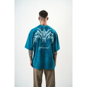 Erkek Ephemeral Baskılı Yıkamalı Oversize T-Shirt Mor