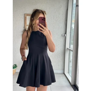 Bebe Plus Kadın Eteği Bol Gipeli Kolsuz Mini Elbise