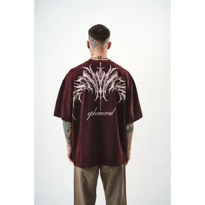 Erkek Ephemeral Baskılı Yıkamalı Oversize T-Shirt Mor