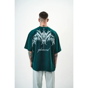 Erkek Ephemeral Baskılı Yıkamalı Oversize T-Shirt Mor