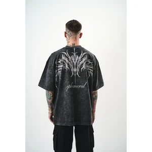 Erkek Ephemeral Baskılı Yıkamalı Oversize T-Shirt Mor