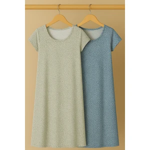 2 Adet Dökümlü Rahat Kalıp Günlük Penye Kumaş Elbise