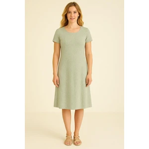 Dökümlü Rahat Kalıp Günlük Penye Kumaş Elbise