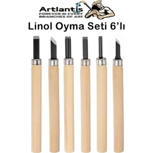 Linol Oyma Seti 6 Parça 1 Paket Linol Oyma Kesme Bıçak Seti 6 Bıçaklı Linolyum Baskı Ahşap Saplı