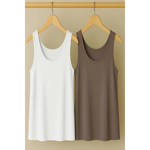 2 Adet A Kesim Rahat Kalıp Basic Kalın Askılı Atlet Tişört