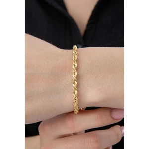 Fiyonk Kuyumculuk 14 Ayar Altın Işıltılı Burgu Zincir Bileklik 3.90 mm