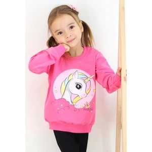 Kız Çocuk Sweatshirt Baskılı Unicorn 1.5-5 Yaş, Pembe