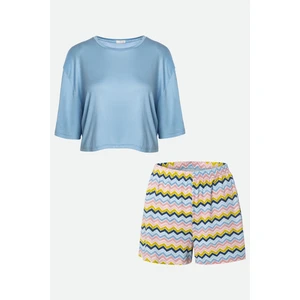 Kadın Pamuklu Kısa Kollu Şortlu Pijama Takımı