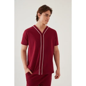 Koza İç Giyim Erkek Kısa Kollu Pamuklu Gömlek Yaka Düğmeli Biyeli Pijama Takımı