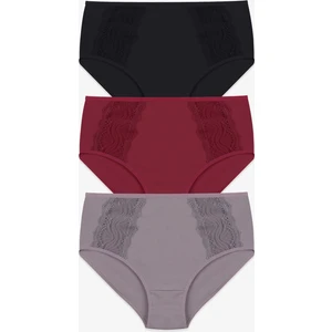 Koza İç Giyim Kadın 3’lü Dantel Detaylı Pamuklu Külot