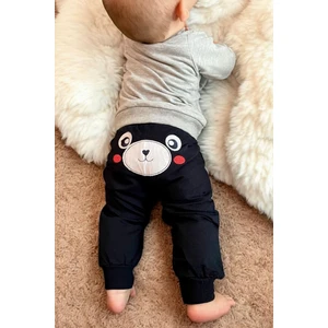 Erkek Bebek Eşofman Takımı Sevimli Ayıcık Nakışlı 9 Ay-3 Yaş, Gri