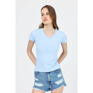 Mavi V Yaka Slim Fit Tişört 2215