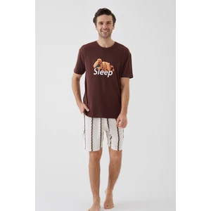 Koza İç Giyim Erkek Kısa Kollu Pamuklu Ayıcık Desenli Şortlu Pijama Takımı