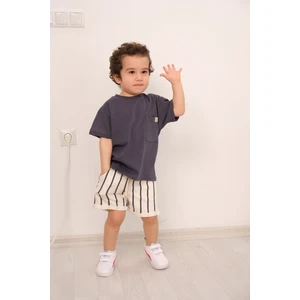 Erkek Çocuk Gri Çizgili Takım