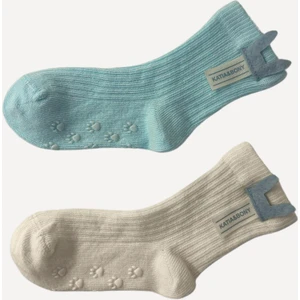 Katia & Bony Bebek Aksesuarlı 2'li Soket Çorap Ekru-Mavi