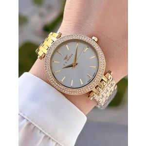 Çelik Kordon Taşlı Kasa Italıan Desıgn  Kadın Kol Saati+Bileklik EFL21449-B5