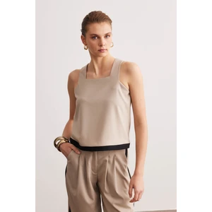 Bej Kolsuz Garnili Bluz