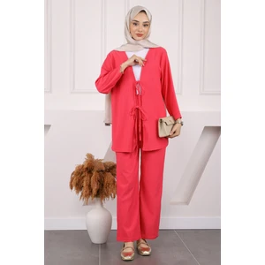 İmaj Butik Siyah Ön Bağlamalı Bürümcük Kimono Pantolonlu Takım