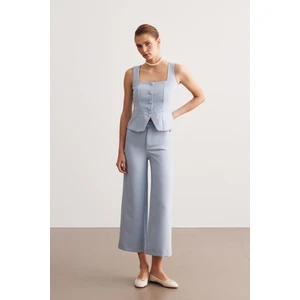 Mavi Yüksek Bel Culotte Pantolon