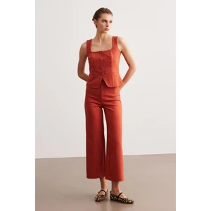 Kiremit Yüksek Bel Culotte Pantolon